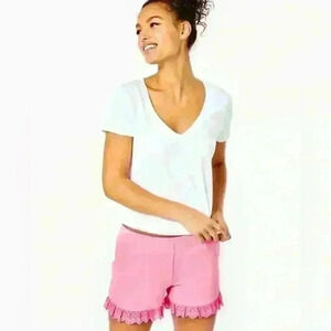 NWOT Lilly Pulitzer Large Kylar Ruffle short in Pink Shandy Item # 7V
